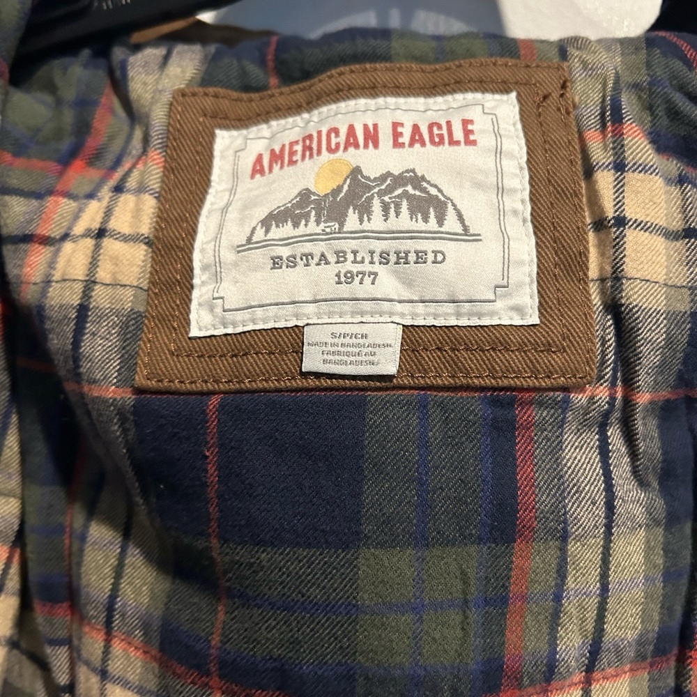 American Eagle Canvas Coat Plaid Lined - Picture 4 of 8